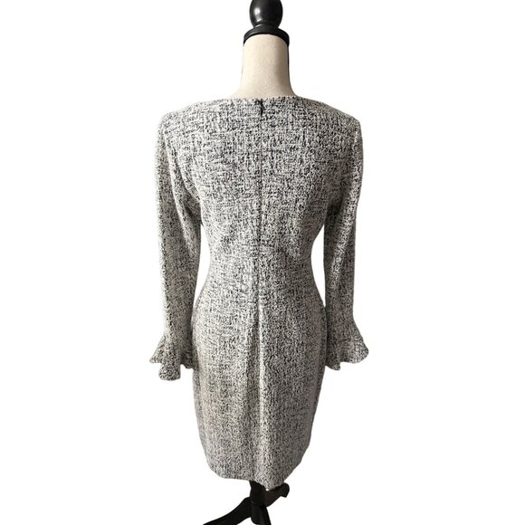 Lauren Ralph Lauren Dress Black White Ruffle Cuff Crossover Top Size 10 - Picture 5 of 7